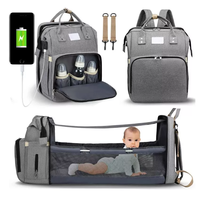 Pañalera Bolso Morral Cambiador De Bebe Cuna Expandible