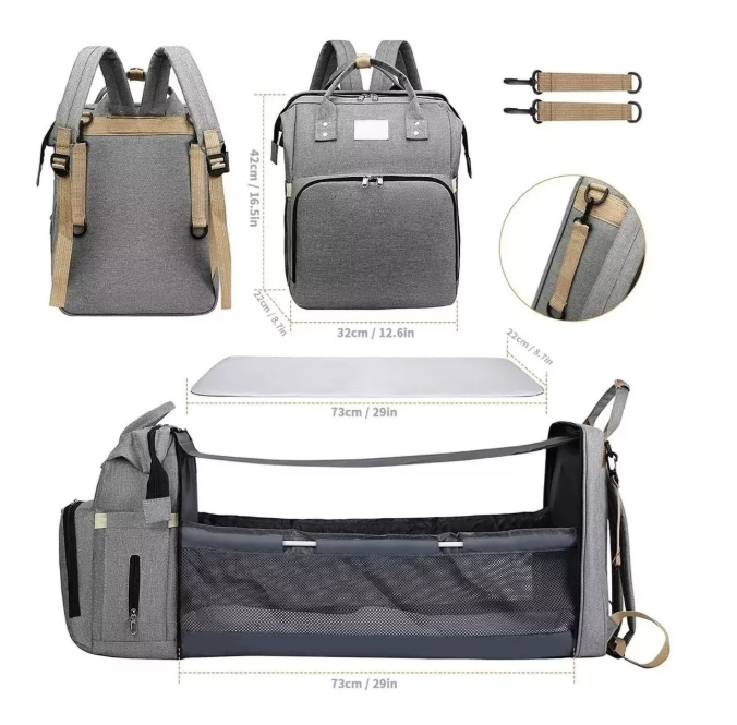 Pañalera Bolso Morral Cambiador De Bebe Cuna Expandible