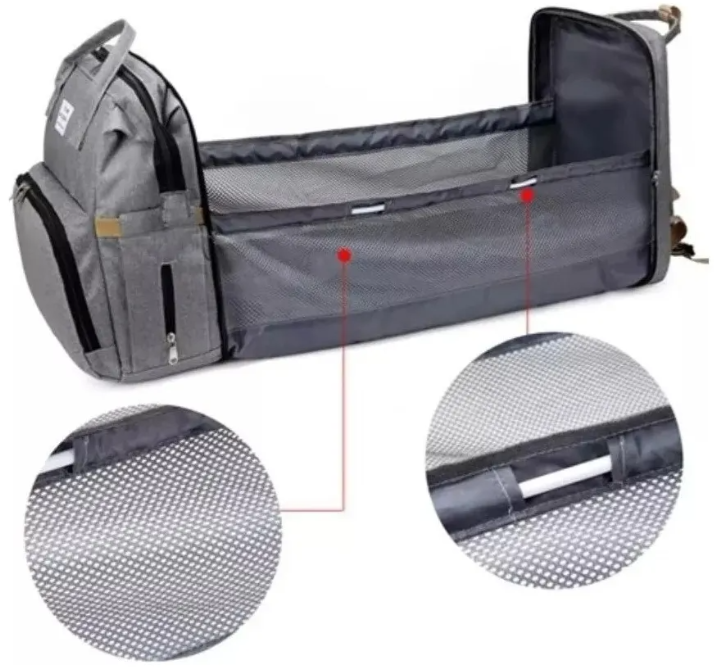 Pañalera Bolso Morral Cambiador De Bebe Cuna Expandible