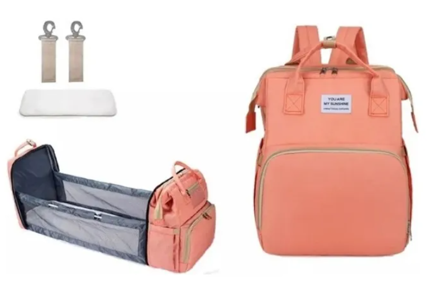 Pañalera Bolso Morral Cambiador De Bebe Cuna Expandible