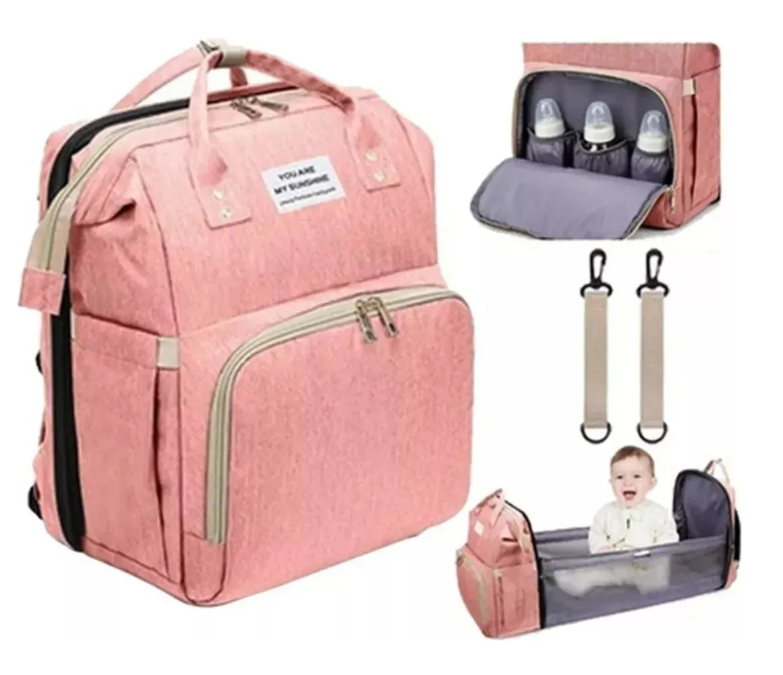 Pañalera Bolso Morral Cambiador De Bebe Cuna Expandible