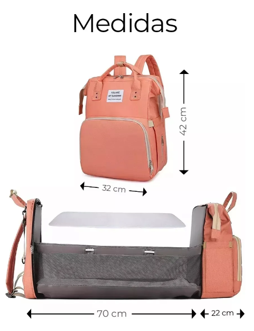 Pañalera Bolso Morral Cambiador De Bebe Cuna Expandible