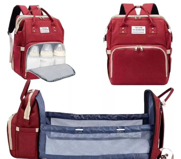 Pañalera Bolso Morral Cambiador De Bebe Cuna Expandible