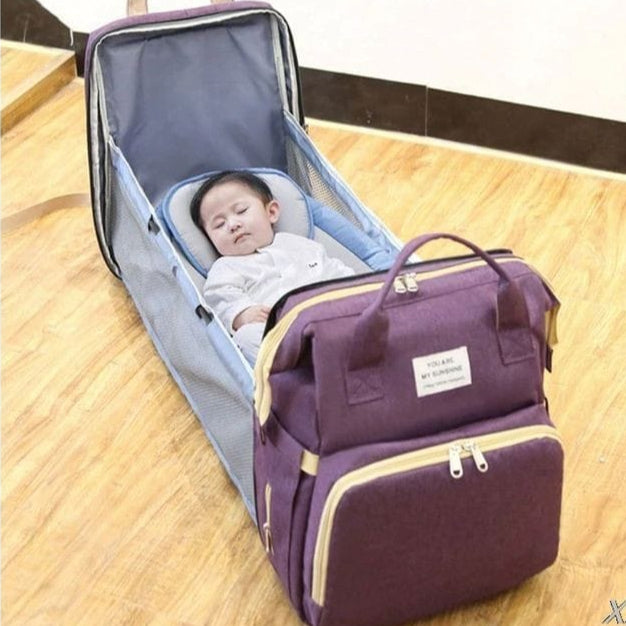 Pañalera Bolso Morral Cambiador De Bebe Cuna Expandible