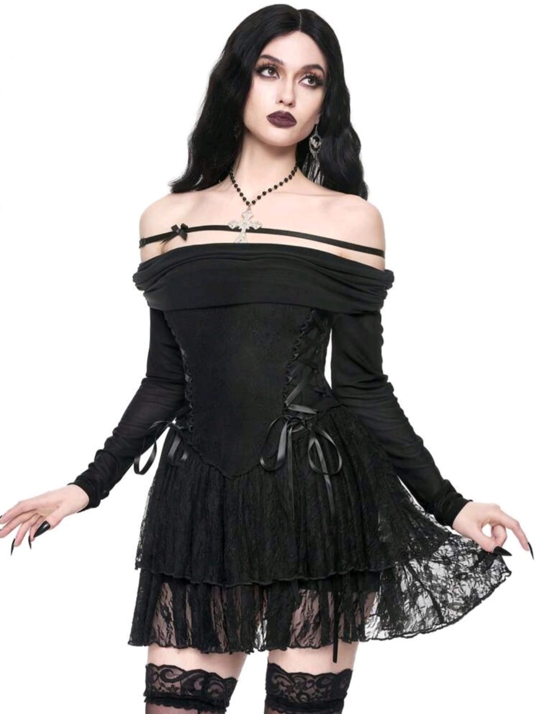 Vestido Gótico de encajes + Liga de encaje.