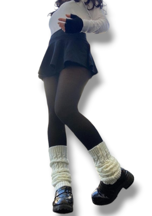 COMBO Outfit invernal tres prendas, Falda, Panty Efecto Piel y Polaina