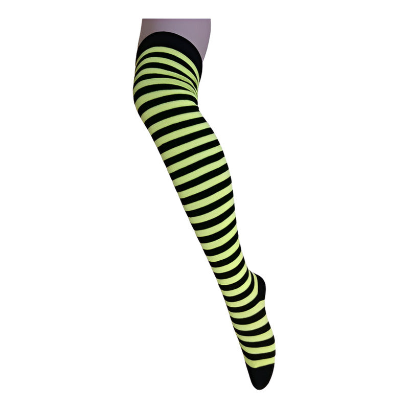 Calcetines Casual De Algodón 3/4 Para Mujer Adultos Negro Y Amarillo Estandar