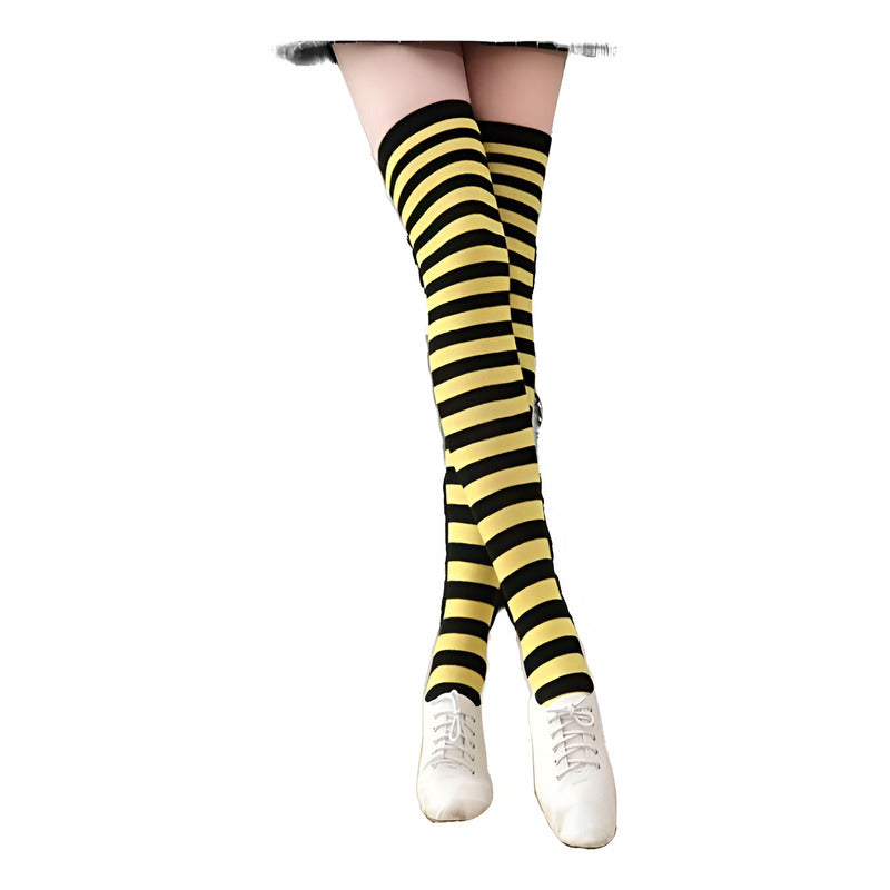 Calcetines Casual De Algodón 3/4 Para Mujer Adultos Negro Y Amarillo Estandar