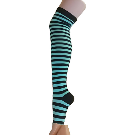 Calcetines Casual De Algodón 3/4 Para Mujer Adultos Negro Y Turquesa Estandar