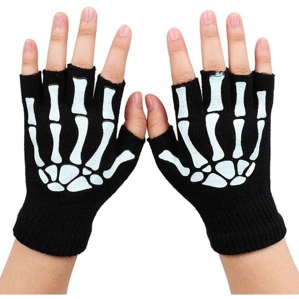 Guantes o manga de Calavera, telaraña, de red, estilo dark, punk, gótico, metal, egirls