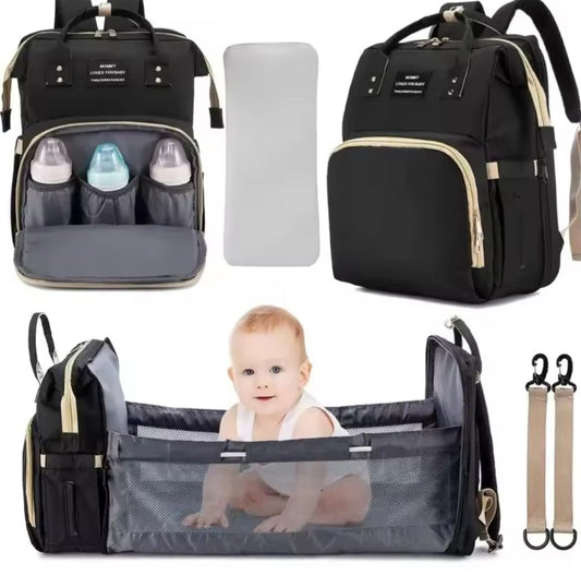 Pañalera Bolso Morral Cambiador De Bebe Cuna Expandible