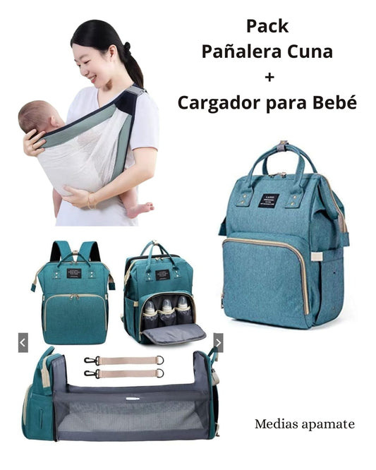 Bolso Pañalera Cuna + Cargador para Bebé