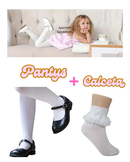 Pack Pantys Blanca + Calceta con encajes