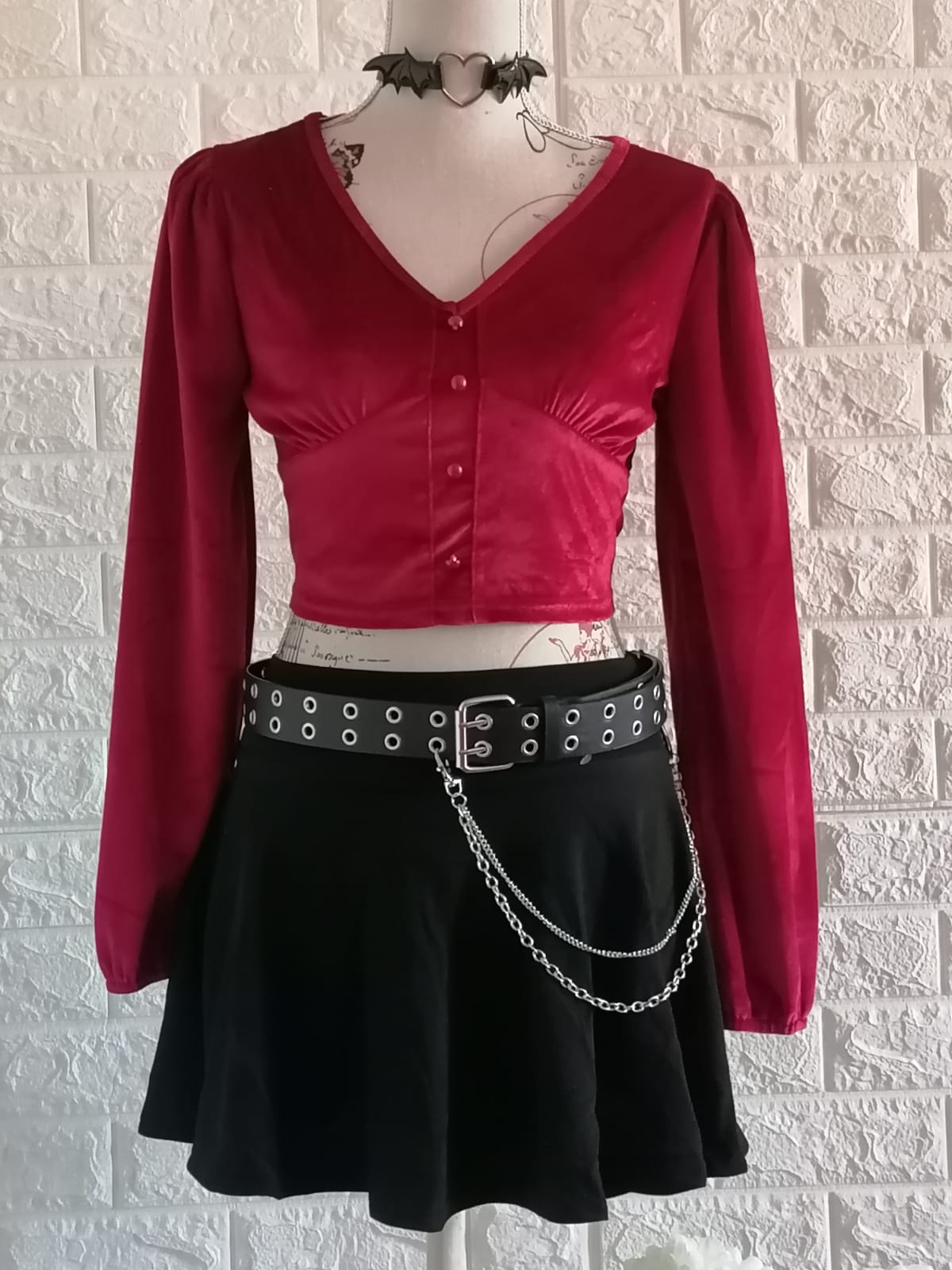 Lindas Blusas goticas con trasparencia y terciopelo en Negro y en Rojo