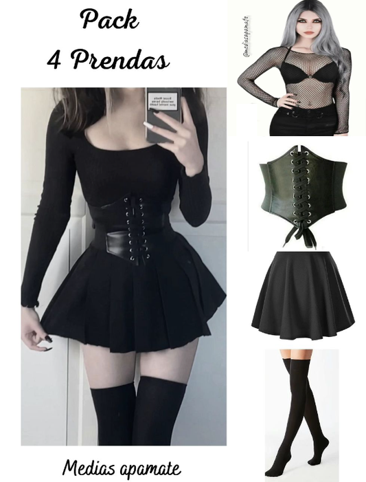 Promo Corset, falda, bucanera y guantes, para tu outfit Dark, Gotico, Punk