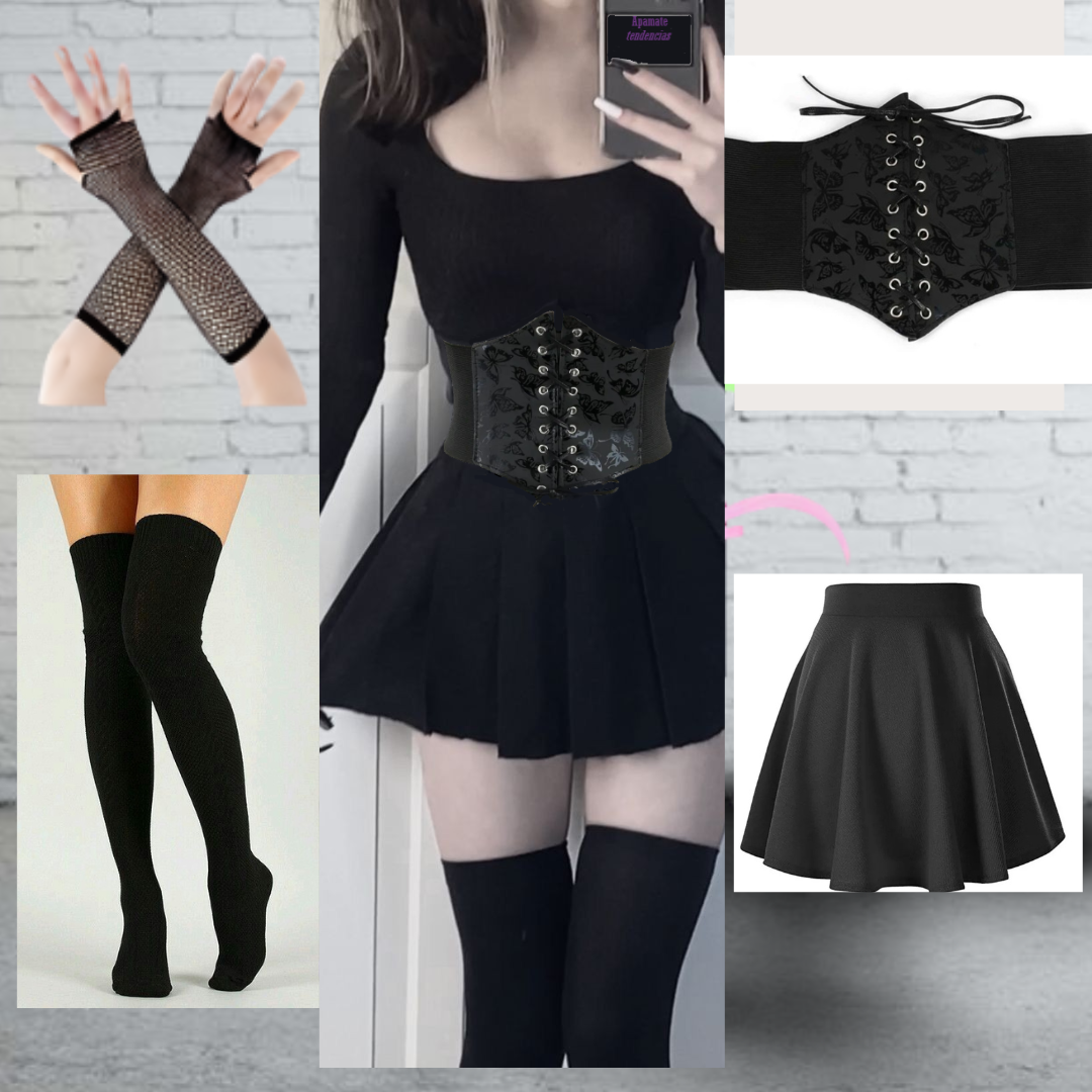 Promo Corset, falda, bucanera y guantes, para tu outfit Dark, Gotico, Punk