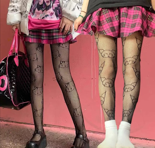 Pantys de Red Hello Kitty y Kuromi va con tu estilo juvenil, kawaii, egirl